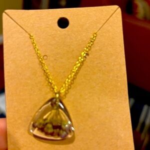 NEW Dried Flower Resin Gold Necklace